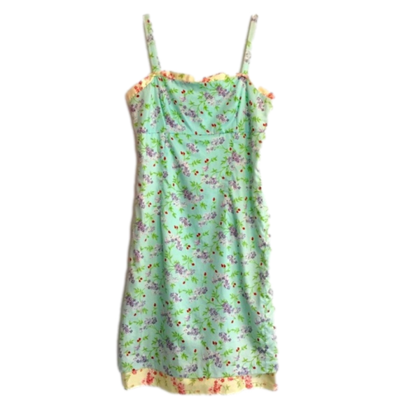 mica Dresses & Skirts - Vintage Mica Blue Red Purple Floral Cottagecore Cotton Dress Size 6